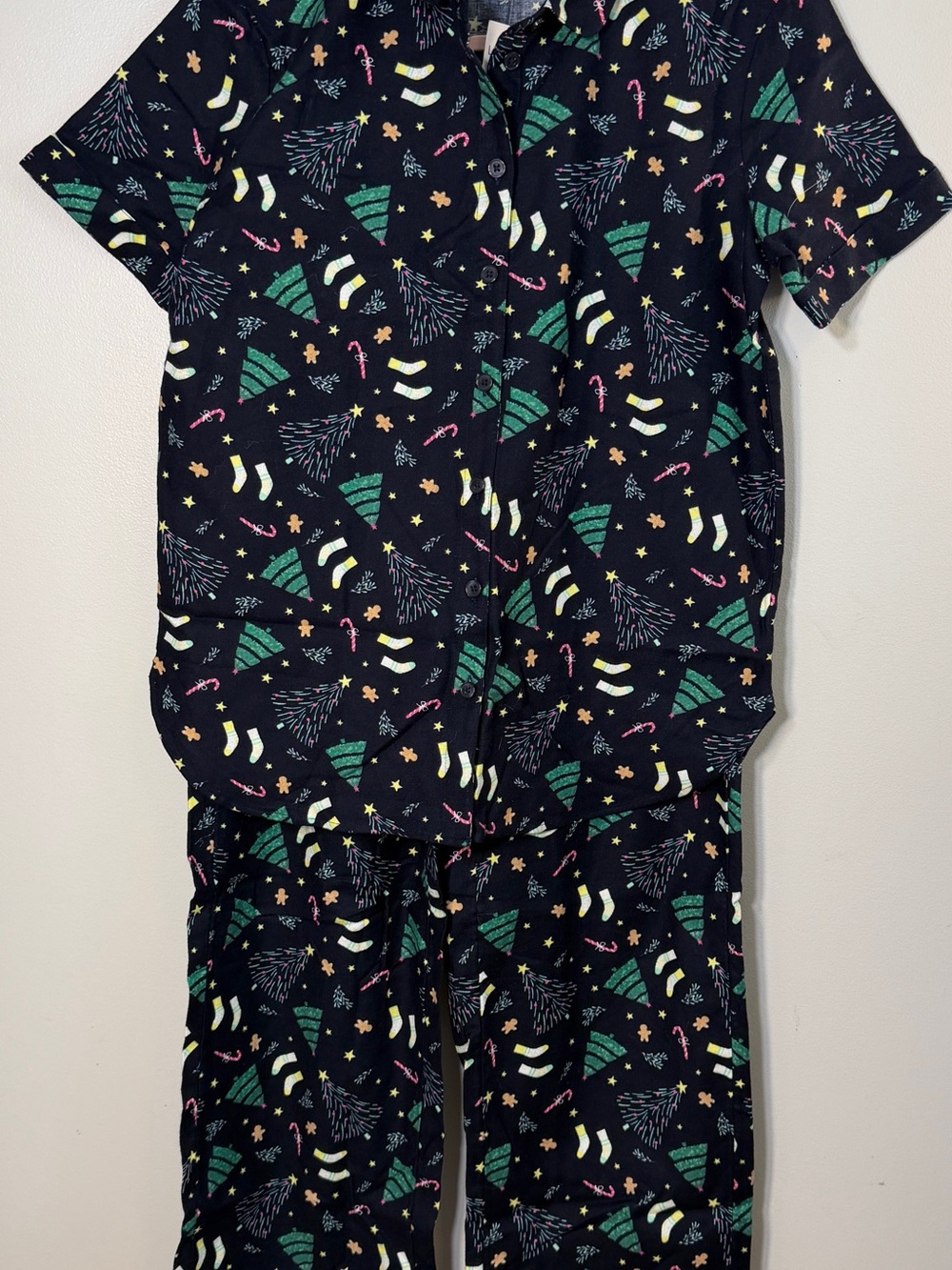 LOFT Christmas holiday pajama set XS NWT black tree candy cane short sleeve pjs